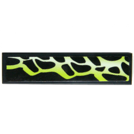 Tile 1 x 4 with Yellowish Green and Black Scales Pattern Model Left Side (Sticker) - Set 70736