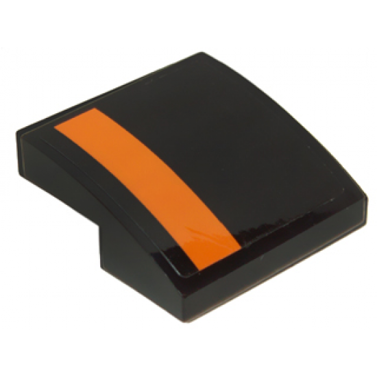 Slope, Curved 2 x 2 with Orange Stripe on Right Edge on Black Background Pattern (Sticker) - Set 75102