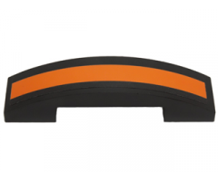 Slope, Curved 4 x 1 Double with Orange Stripe on Black Background Pattern (Sticker) - Set 75102