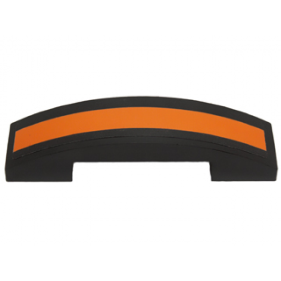Slope, Curved 4 x 1 Double with Orange Stripe on Black Background Pattern (Sticker) - Set 75102