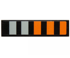 Tile 1 x 4 with Orange and Light Bluish Gray Stripes Pattern (Sticker) - Set 75102