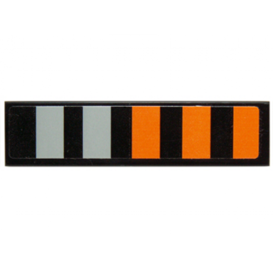 Tile 1 x 4 with Orange and Light Bluish Gray Stripes Pattern (Sticker) - Set 75102