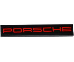 Tile 1 x 6 with Red 'PORSCHE' on Black Background Pattern (Sticker) - Sets 75876 / 75887 / 75888 / 75912