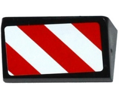 Slope 30 1 x 2 x 2/3 with Red and White Danger Stripes Thick Pattern Model Left Side (Sticker) - Set 60075