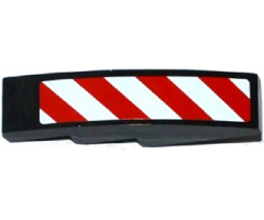 Slope, Curved 4 x 1 with Red and White Danger Stripes Thin Pattern (White Corners) Model Left Side (Sticker) - Set 60075