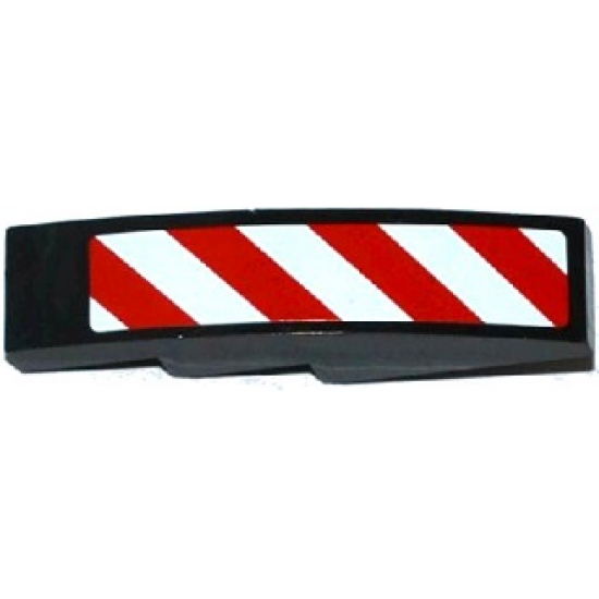 Slope, Curved 4 x 1 with Red and White Danger Stripes Thin Pattern (White Corners) Model Left Side (Sticker) - Set 60075