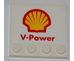 Tile, Modified 4 x 4 with Studs on Edge with Shell Logo and 'V-Power' Pattern (Sticker) - Set 8123