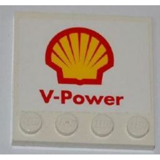 Tile, Modified 4 x 4 with Studs on Edge with Shell Logo and 'V-Power' Pattern (Sticker) - Set 8123