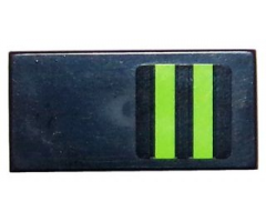 Tile 1 x 2 with 2 Lime Stripes on Black Background Pattern (Sticker) - Set 8133