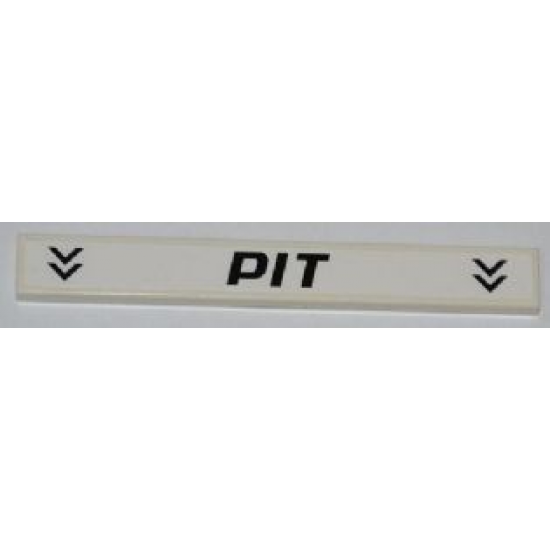 Tile 1 x 8 with Black Arrows and Black 'PIT' On White Background Pattern (Sticker) - Set 8123