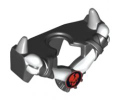Minifigure, Body Wear Armor Breastplate with Shoulder Spikes Gray Up and Ninjago Cracked Red Skull Pattern