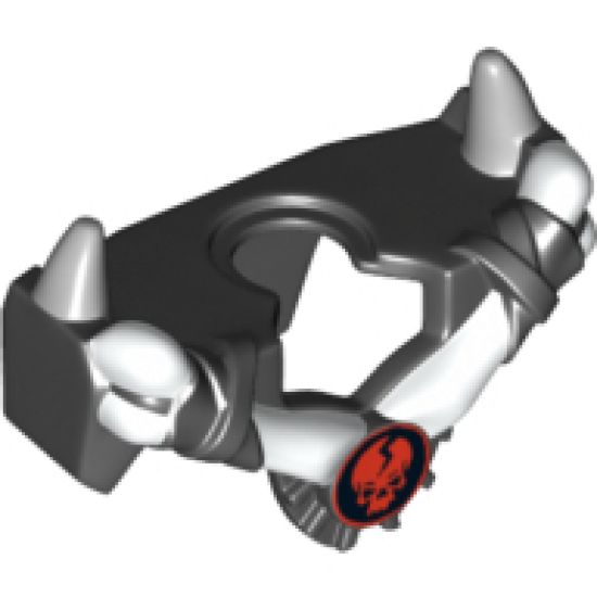 Minifigure, Body Wear Armor Breastplate with Shoulder Spikes Gray Up and Ninjago Cracked Red Skull Pattern