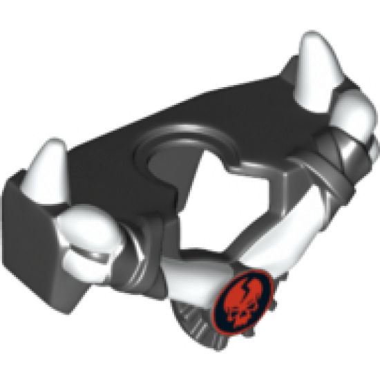 Minifigure, Body Wear Armor Breastplate with Shoulder Spikes White Up and Ninjago Cracked Red Skull Pattern