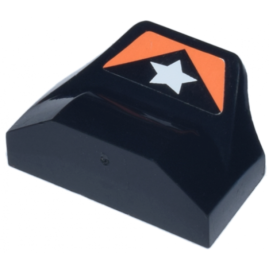 Slope, Curved 1 x 2 x 2/3 Wing End with White Star and Orange Pattern (Sticker) - Set 8661