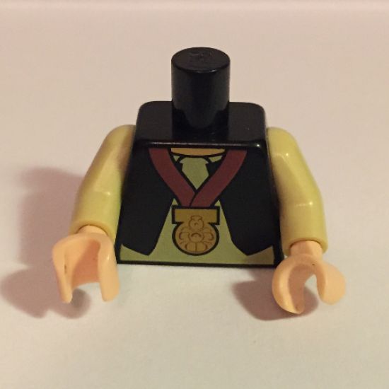 Torso Black Vest, White Shirt, Light Nougat Neck, Gold Medal Pattern / Tan Arms / Light Nougat Hands