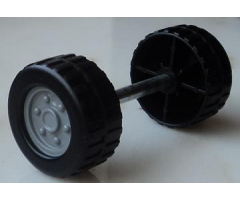 Duplo, Vehicle Wheel Double Assembly with Tread and Metal Axle and Light Bluish Gray Classic Pattern