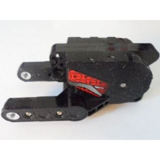 Motor, Non-Electric Pullback 10 x 5 x 4 Motorcycle (Motor 8) with Gray and Red Pattern on Both Sides (Stickers) - Set 8354