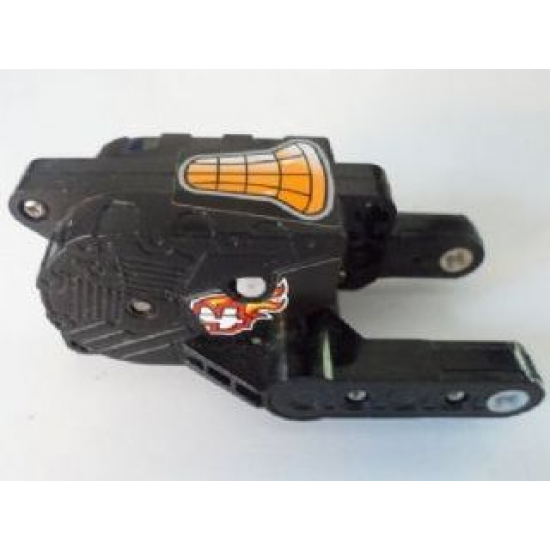 Motor, Non-Electric Pullback 10 x 5 x 4 Motorcycle (Motor 8) with Number 4 on Flames on Both Sides and Orange Seat Pattern (Stickers) - Set 8355