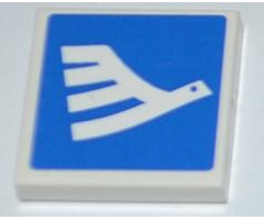 Tile 2 x 2 with White Airline Bird on Blue Background Pattern Model Right Side (Sticker) - Set 3182