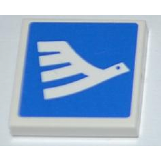 Tile 2 x 2 with White Airline Bird on Blue Background Pattern Model Right Side (Sticker) - Set 3182