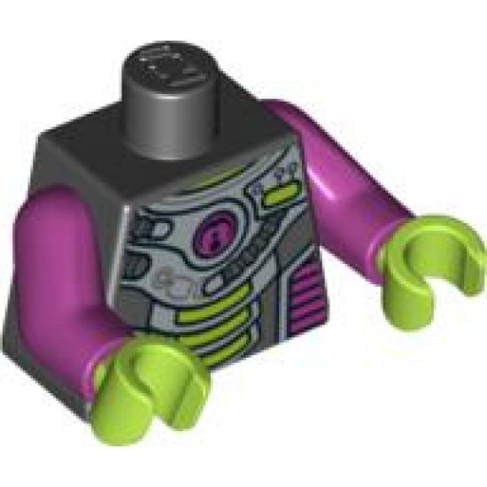 Torso Alien Conquest Alien Three Lime Bars Pattern / Magenta Arms / Lime Hands