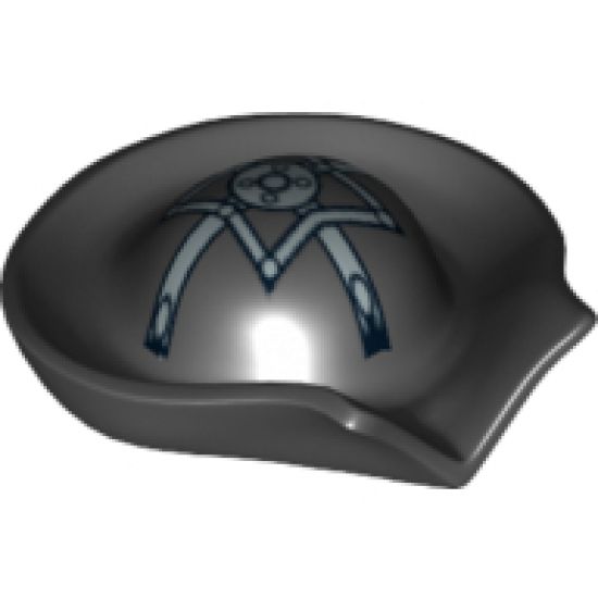 Minifigure, Headgear Hat, Pirate Circular with Fold in Brim and Silver Pattern