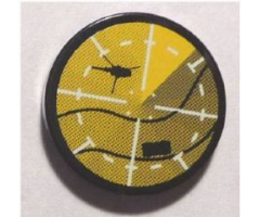 Tile, Round 2 x 2 with Yellow Helicopter on Radar Pattern (Sticker) - Set 8634