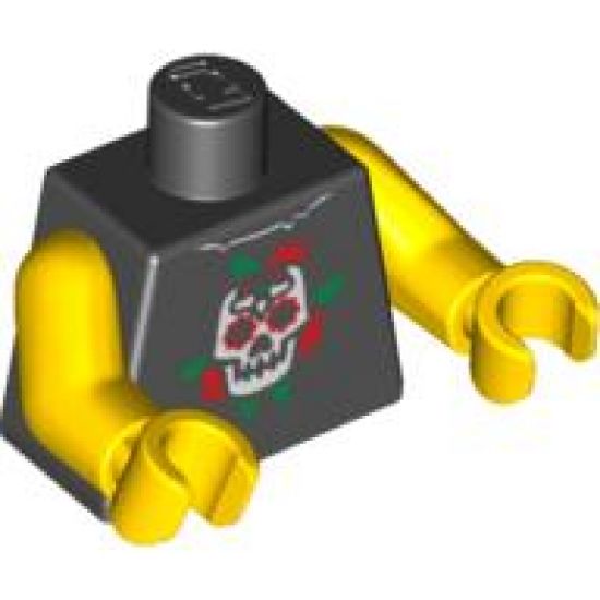 Torso Skull and Roses Pattern / Yellow Arms / Yellow Hands