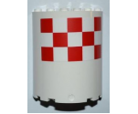 Cylinder Half 3 x 6 x 6 with 1 x 2 Cutout with Red and White Large Checkered Pattern, 5 Boxes on 3 Rows (Sticker) - Set 3182