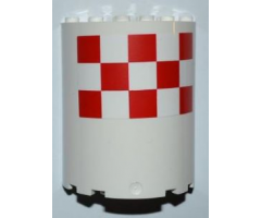 Cylinder Half 3 x 6 x 6 with 1 x 2 Cutout with Red and White Large Checkered Pattern, 5 Boxes on 3 Rows (Sticker) - Set 3182