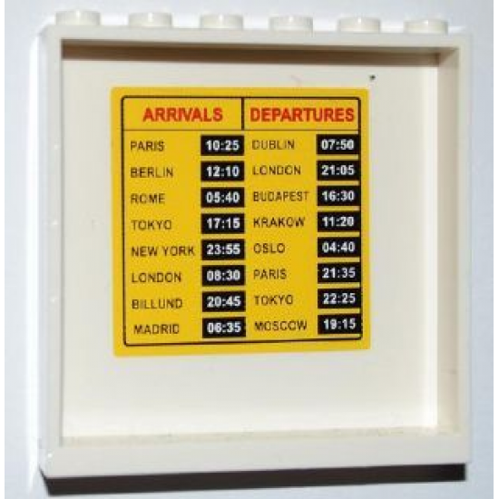Panel 1 x 6 x 5 with Arrivals / Departures Schedule Pattern on Inside (Sticker) - Set 3182