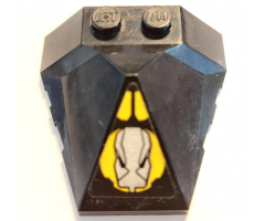 Wedge 4 x 4 Pyramid Center with Yellow Circle and Silver Robot Head Facing Out Pattern (Sticker) - Set 8107
