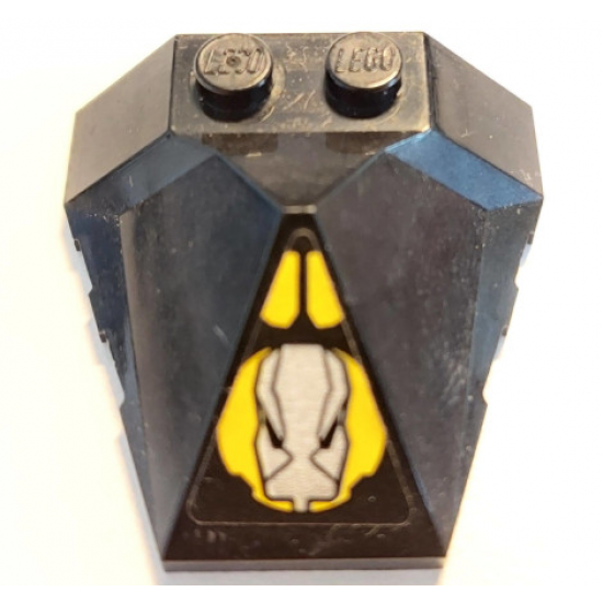 Wedge 4 x 4 Pyramid Center with Yellow Circle and Silver Robot Head Facing Out Pattern (Sticker) - Set 8107