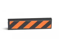 Tile 1 x 4 with Black and Orange Danger Stripes Pattern (Sticker) - Set 7738