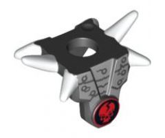 Minifigure, Body Wear Armor Breastplate with Shoulder Spikes White and Ninjago Cracked Red Skull Pattern
