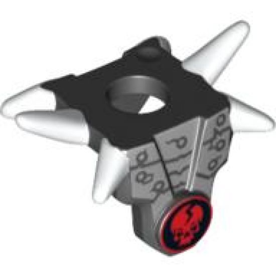 Minifigure, Body Wear Armor Breastplate with Shoulder Spikes White and Ninjago Cracked Red Skull Pattern