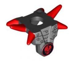 Minifigure, Body Wear Armor Breastplate with Shoulder Spikes Red and Ninjago Cracked Red Skull Pattern
