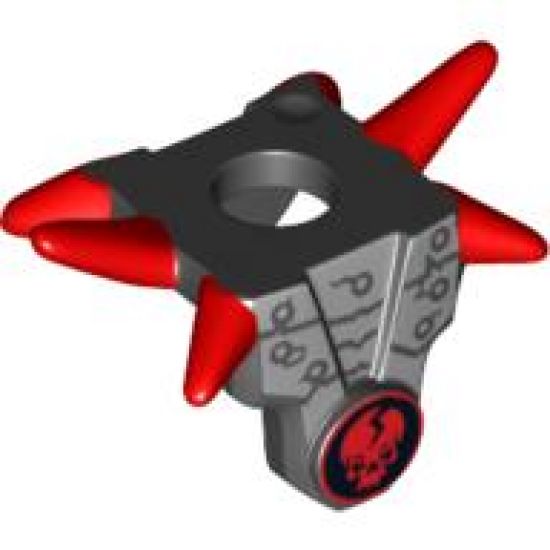 Minifigure, Body Wear Armor Breastplate with Shoulder Spikes Red and Ninjago Cracked Red Skull Pattern