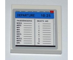 Tile 2 x 2 with Computer Screen with 'DEPARTURE' and Passenger List Pattern (Sticker) - Set 3182