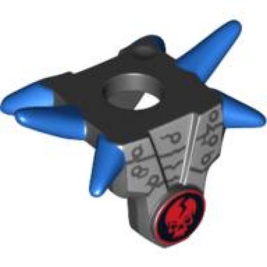 Minifigure, Body Wear Armor Breastplate with Shoulder Spikes Blue and Ninjago Cracked Red Skull Pattern