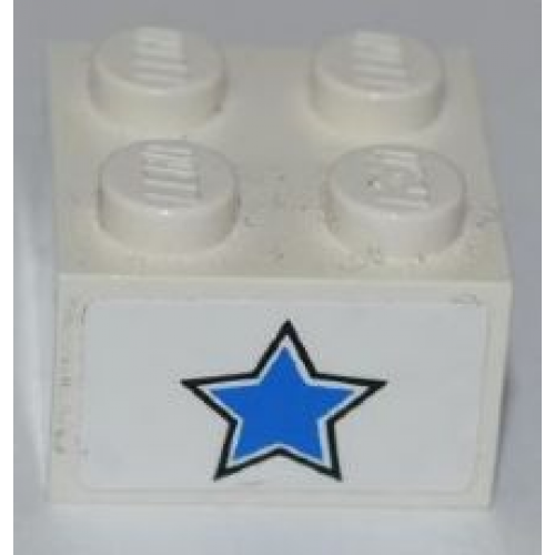 Brick 2 x 2 with Blue Star Pattern (Sticker) - Set 7970