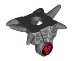 Minifigure, Body Wear Armor Breastplate with Shoulder Spikes Gray and Ninjago Cracked Red Skull Pattern