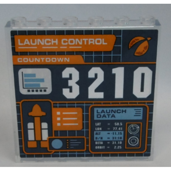 Panel 1 x 6 x 5 with 'LAUNCH CONTROL', 'COUNTDOWN', '3210', 'LAUNCH DATA' and Rocket Pattern (Sticker) - Set 60228