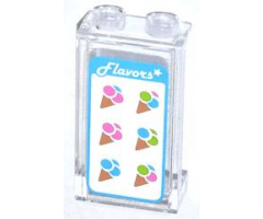 Panel 1 x 2 x 3 with Side Supports - Hollow Studs with 'Flavors', White Star and 6 Ice Cream Cones Pattern (Sticker) - Set 70804