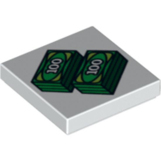 Tile 2 x 2 with 2 Stacks of 100 Dollar Bills Money Pattern