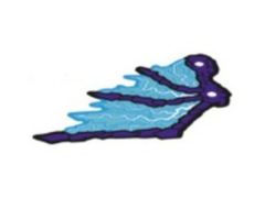 Plastic Wing with Dark Purple Bony Spines and Light Aqua Electric Veins Pattern