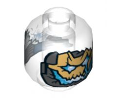 Minifigure, Head Dual Sided Alien Gold, Gray and Trans Light Blue Face Pattern (Ultron MK1) - Hollow Stud
