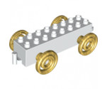 Duplo, Vehicle Car Base 2 x 8 x 1 1/2 with Large Gold Spoked and Spiraled Wheels
