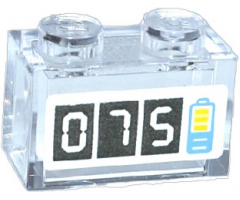 Brick 1 x 2 without Bottom Tube with '075' and Battery Charge Pattern (Sticker) - Set 41091