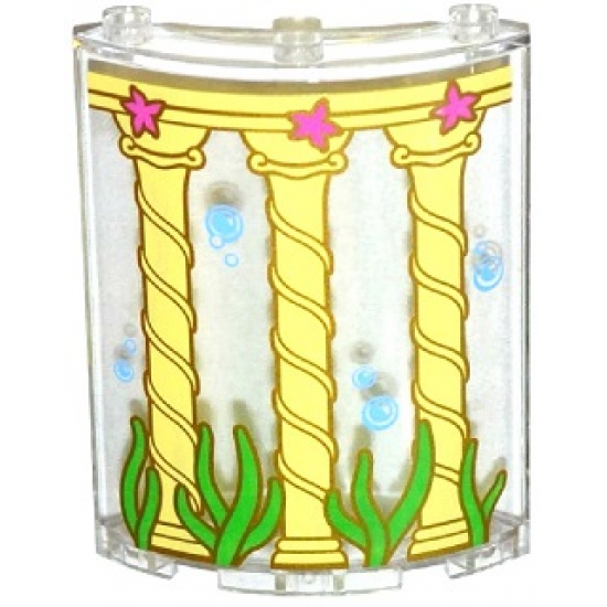 Cylinder Quarter 4 x 4 x 6 with Columns, Seaweed, Starfish and Bubbles Pattern (Sticker) - Set 41063